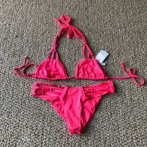 BEACH BUNNY SWIMWEAR HOT PINK BIKINI MEDIUM SMALL